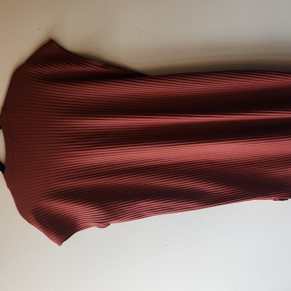 Eileen Fisher Terracotta Textured Stretch Rib Crew Neck Dress, M - Picture 11 of 12